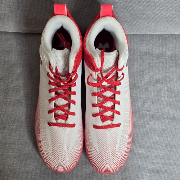 NEW Under‎ Armour Hammer MC 2.0 Football Cleats Men\'s 12.5 White/Red 3027306-101 main image 9